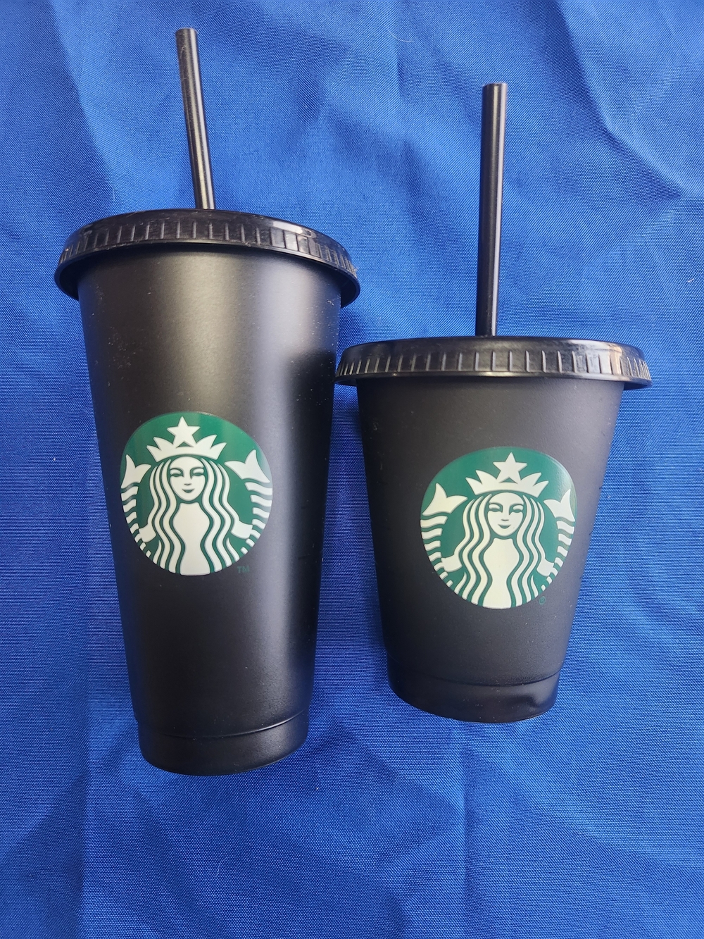 Starbucks Rare Black Matte Cold Cups with Green Logo - Set of 2